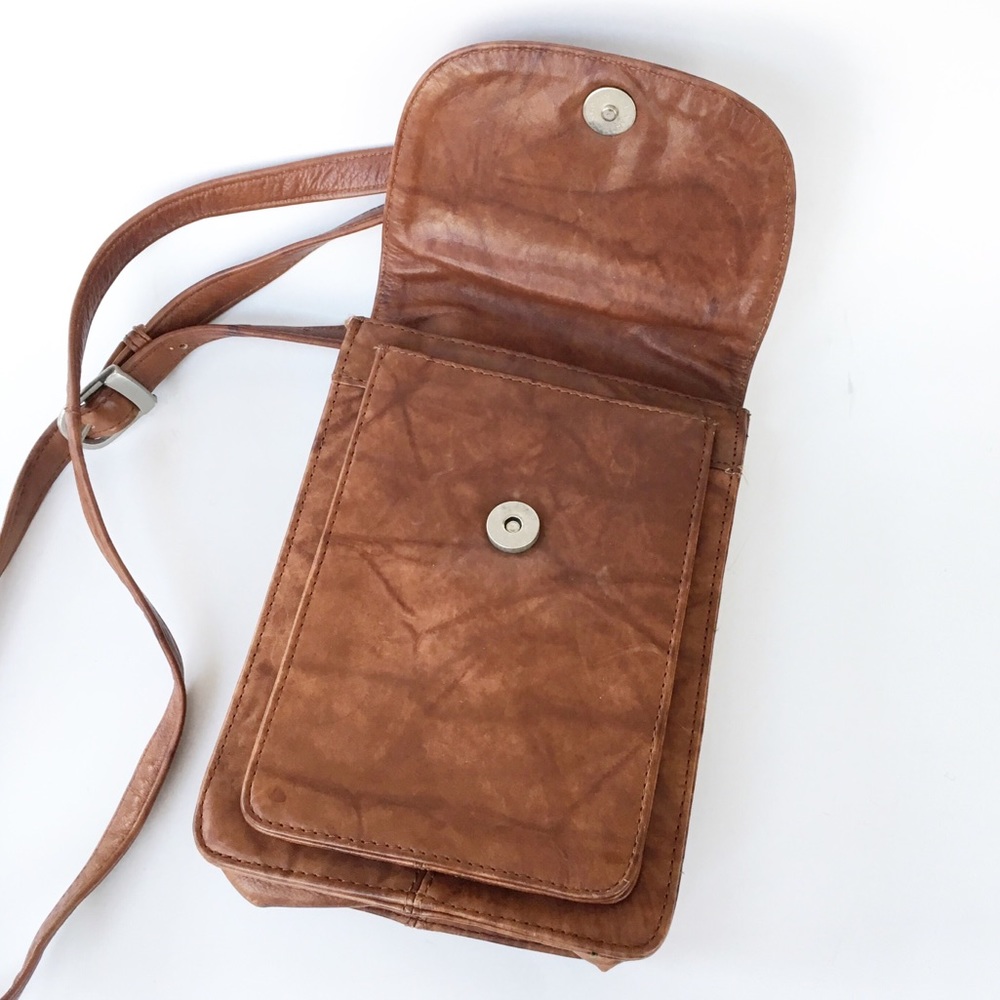 EAST WEST Leather Crossbody-Travel Organizer-Brwn - Picture 3 of 8